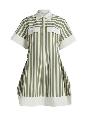 Striped Cotton-Silk Shirt Dress