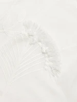 Embroidered Cotton Voile & Chiffon Flounce Top