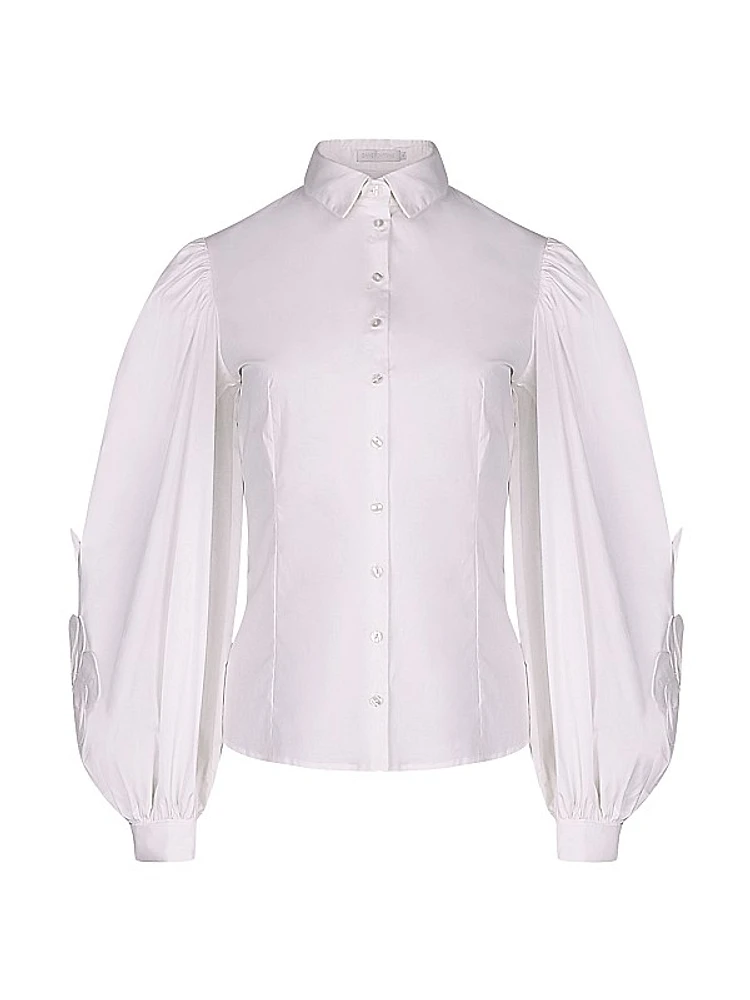 Maggie Appliqué Cotton-Poplin Shirt