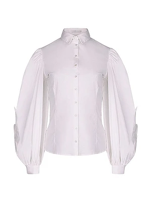 Maggie Appliqué Cotton-Poplin Shirt
