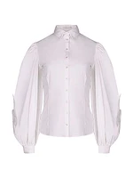 Maggie Appliqué Cotton-Poplin Shirt