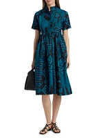 Tobi Pleated Printed Cotton Midi-Dress