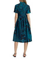 Tobi Pleated Printed Cotton Midi-Dress