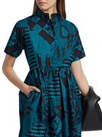 Tobi Pleated Printed Cotton Midi-Dress