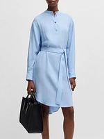 Belted Dress with Snap Placket
