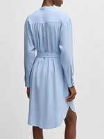 Belted Dress with Snap Placket