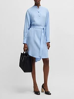 Belted Dress with Snap Placket