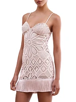 Flower Crochet Sweetheart Minidress