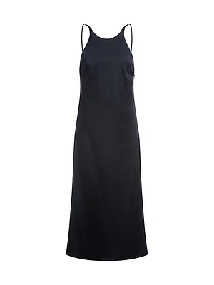 Twill Dress with High Neckline