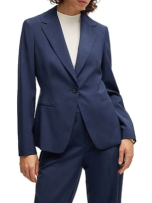 Regular-Fit Blazer in Micro-Check Virgin Wool