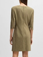 Scoop-Neck Dress Herringbone Stretch Fabric