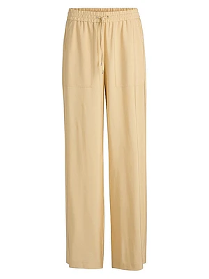 Wide-Leg Drawcord Trousers Soft Twill