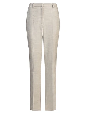 Relaxed-Fit Trousers Melange Stretch Fabric