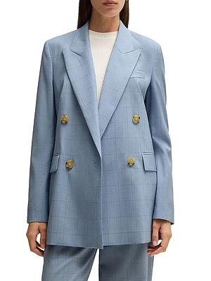 Regular-Fit Suit Jacket Checked Wool