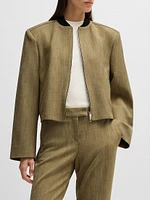 Relaxed-Fit Jacket Herringbone Stretch Fabric