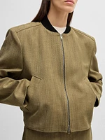 Relaxed-Fit Jacket Herringbone Stretch Fabric