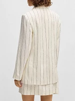 Relaxed-Fit Suit Jacket Striped Linen-Blend Bouclé