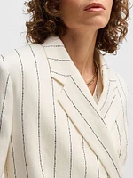 Relaxed-Fit Suit Jacket Striped Linen-Blend Bouclé