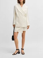 Relaxed-Fit Suit Jacket Striped Linen-Blend Bouclé