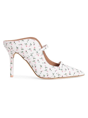 Maureen 85MM Floral-Print Canvas Mules