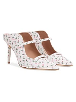Maureen 85MM Floral-Print Canvas Mules