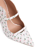 Maureen 85MM Floral-Print Canvas Mules