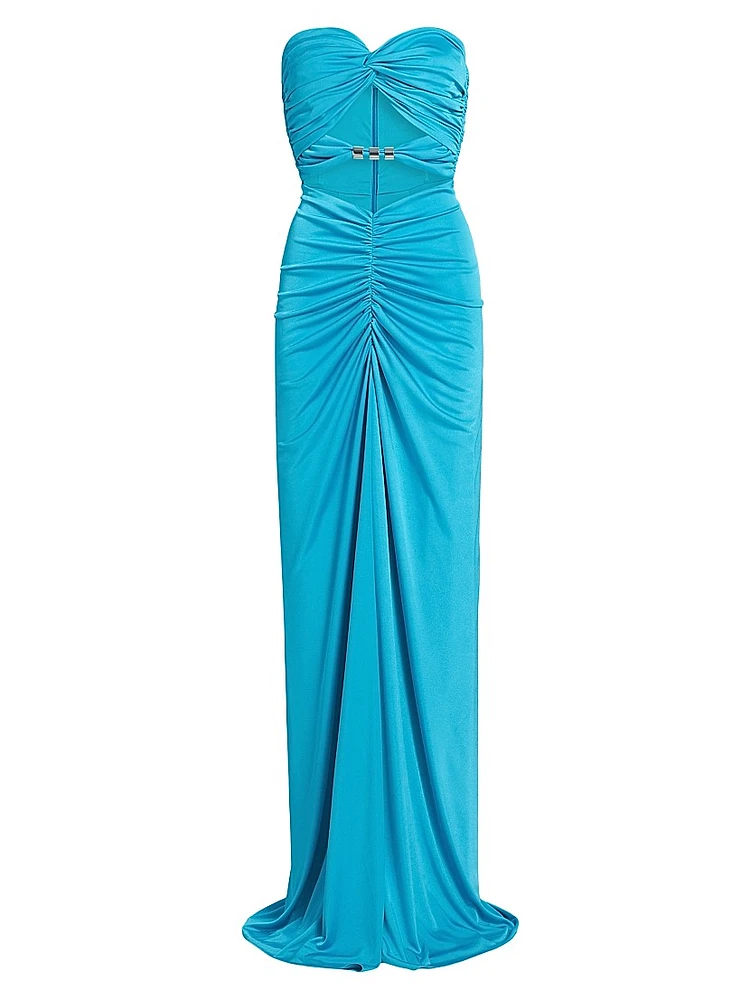 Corinne Ruched Cut-Out Gown