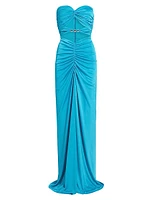 Corinne Ruched Cut-Out Gown