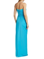 Corinne Ruched Cut-Out Gown