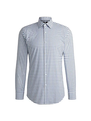 Slim-Fit Shirt Checked Performance-Stretch Material