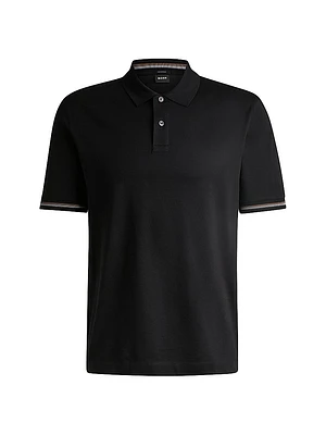Mercerized-Cotton Regular-Fit Polo Shirt with Stripe Trims