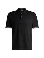 Mercerized-Cotton Regular-Fit Polo Shirt with Stripe Trims