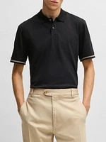Mercerized-Cotton Regular-Fit Polo Shirt with Stripe Trims