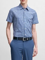 Slim-Fit Shirt Floral-Print Performance Fabric