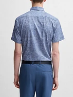 Slim-Fit Shirt Floral-Print Performance Fabric