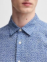 Slim-Fit Shirt Floral-Print Performance Fabric