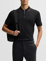 Structured-Cotton Polo Shirt with Zip Placket
