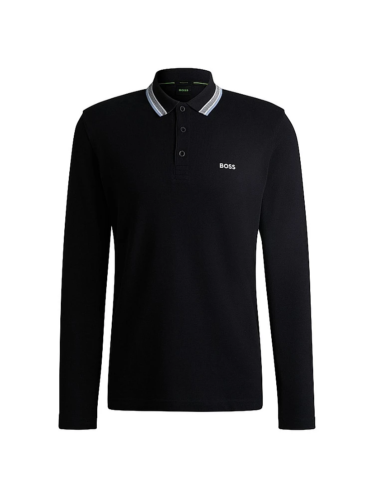 Long-Sleeved Polo Shirt Cotton Piqué