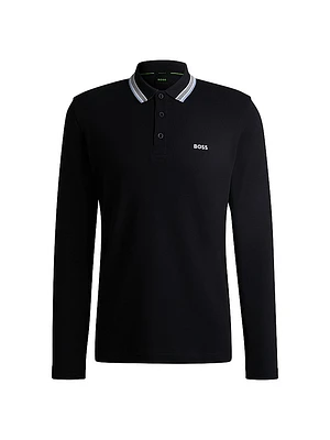 Long-Sleeved Polo Shirt Cotton Piqué