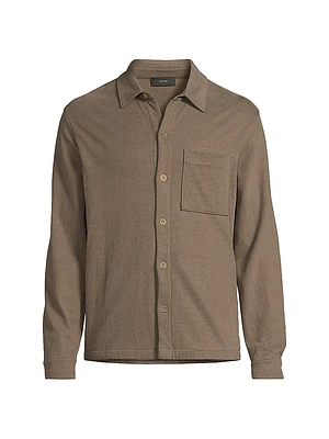 Cotton-Jersey Button-Front Shirt Jacket