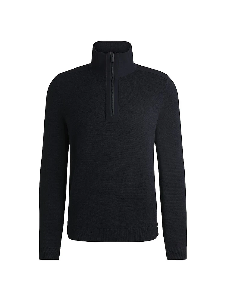 Zip-Neck Sweater with Softshell Trims