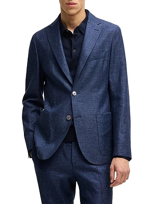Slim-Fit Blazer Micro-Patterned Fabric