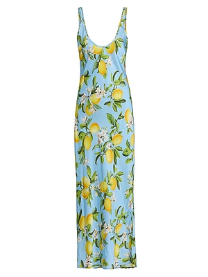 Akiya Lemon-Print Tank Midi-Dress