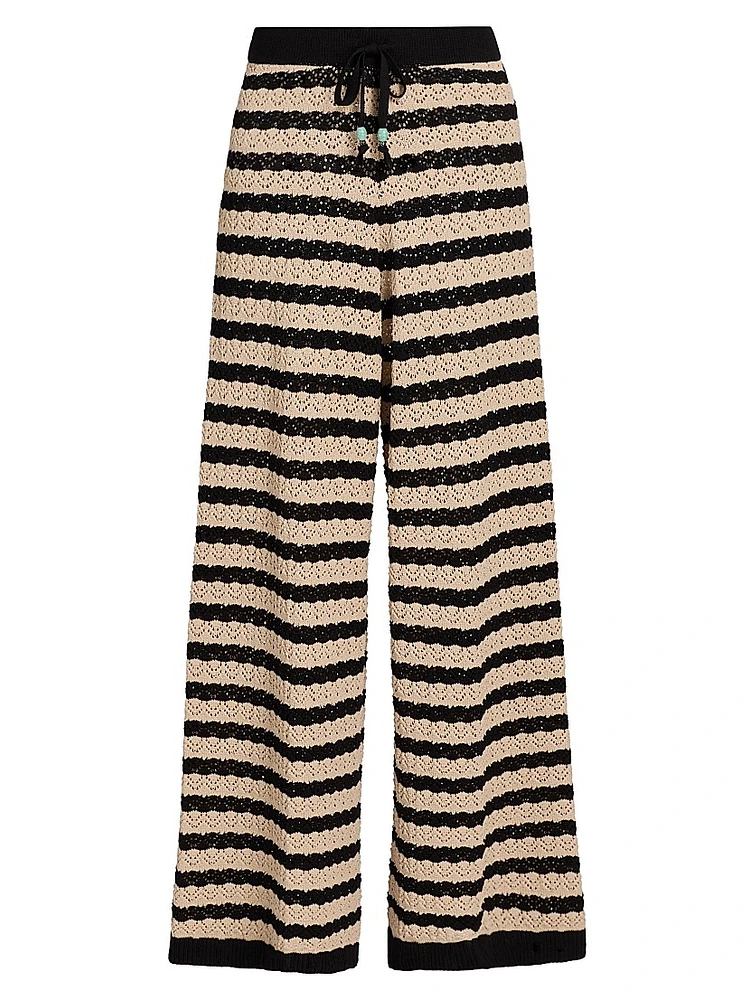 Gaelle Striped Pointelle Knit Pants