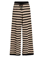 Gaelle Striped Pointelle Knit Pants