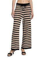Gaelle Striped Pointelle Knit Pants