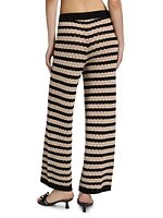 Gaelle Striped Pointelle Knit Pants