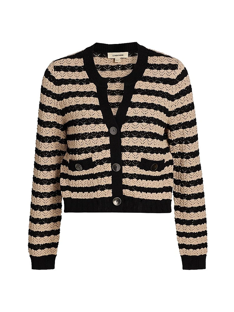 Orla Striped Pointelle Knit Cardigan
