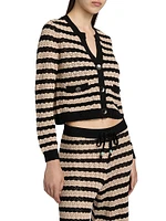 Orla Striped Pointelle Knit Cardigan