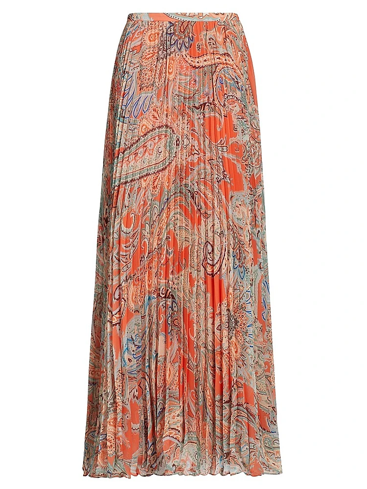 Torin Paisley Pleated Maxi Skirt